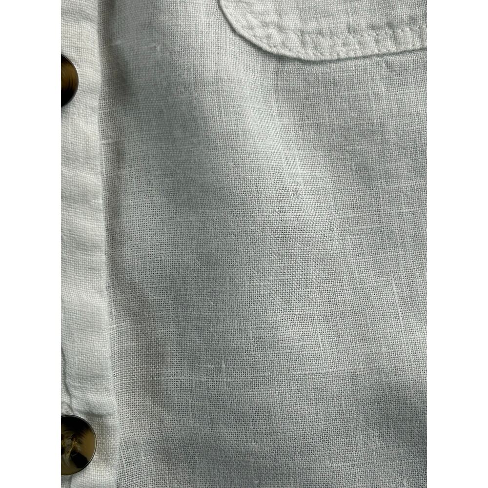 Zara Women's White Linen Blend Button Shirt Roll Tab Sleeve Size Medium - Picture 4 of 9